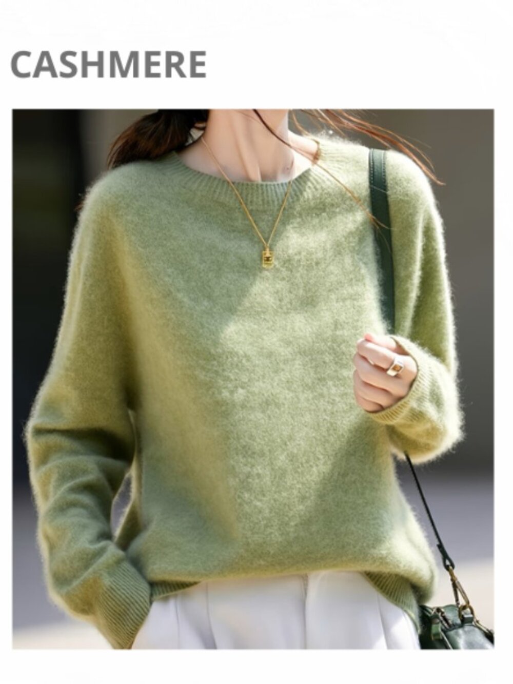 NEW Green Brushed Cashmere sweater Large